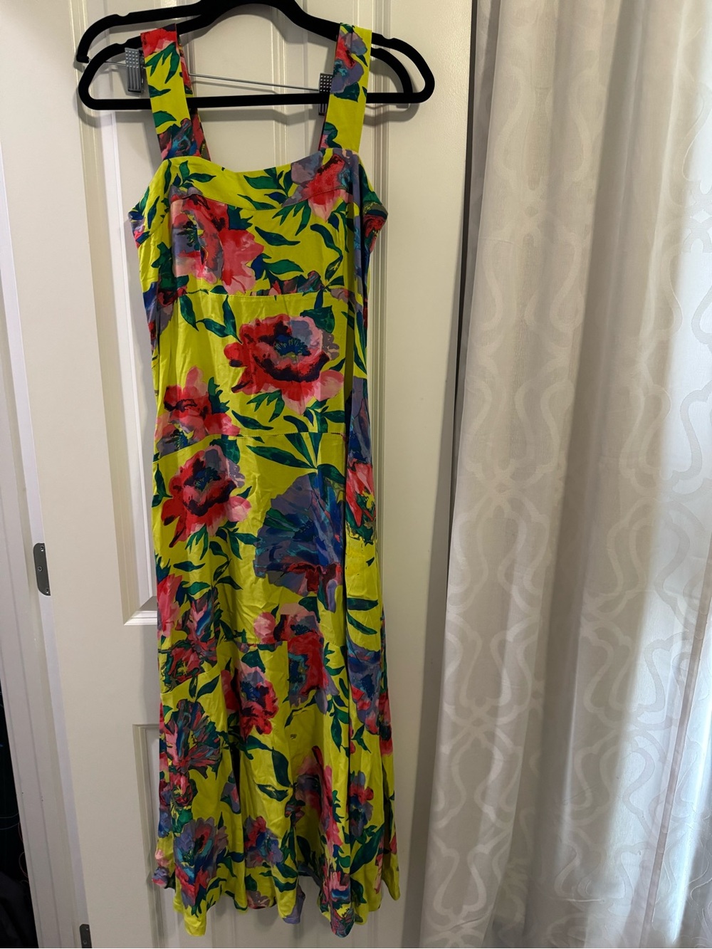 Vince Camuto Neon Yellow Floral Maxi Dress